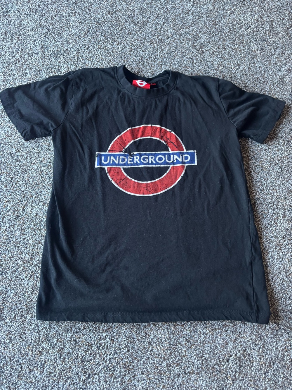 London Underground Graphic Tee Black Distressed Logo Shirt Medium